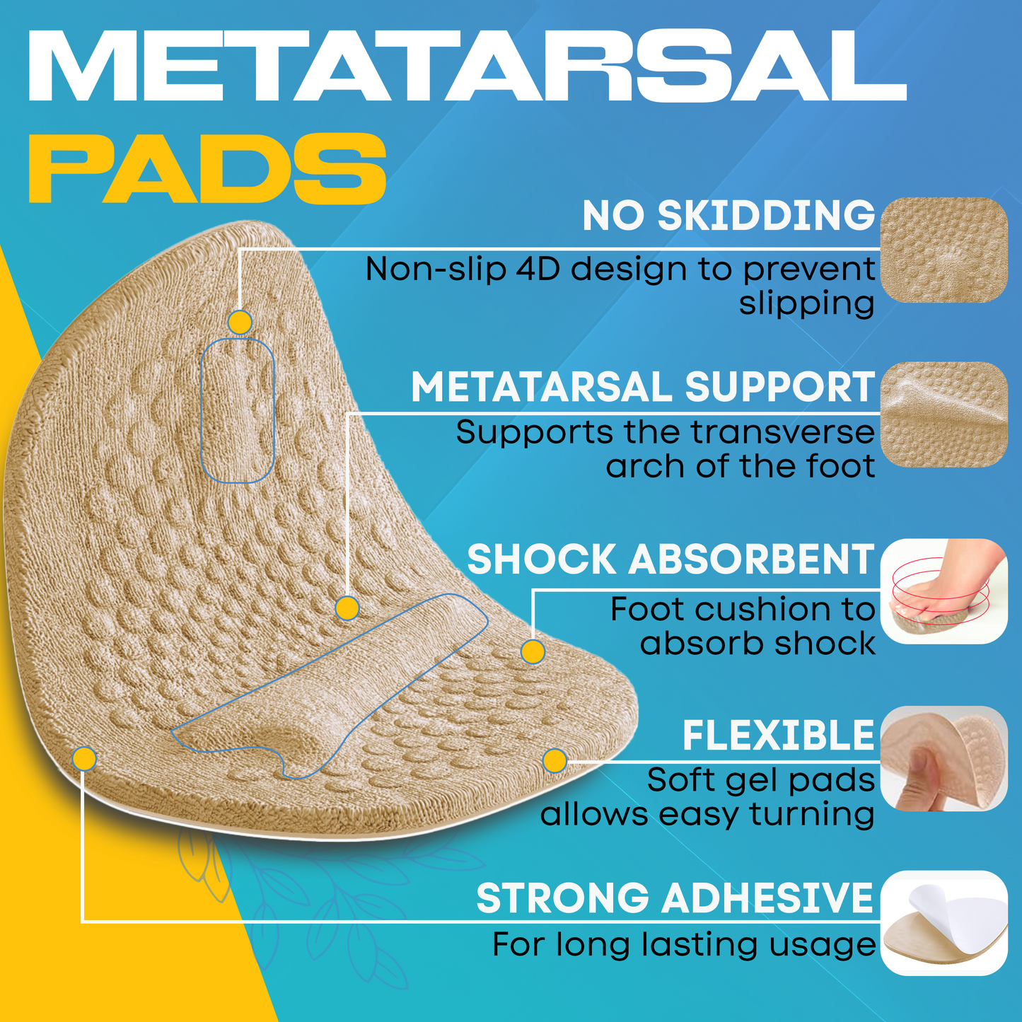 Metatarsal Pads for Women and Men Ball of Foot Cushion - Gel Sleeves Cushions Pad - Fabric Soft Socks for Supports Feet Pain Relief Large